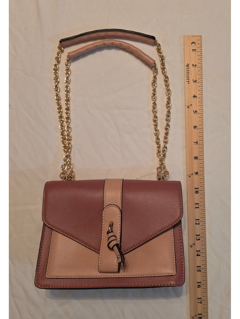 ALDO Dusty Pink Colorblock Chain Shoulder Crossbody Bag Gold Hardware NWOT